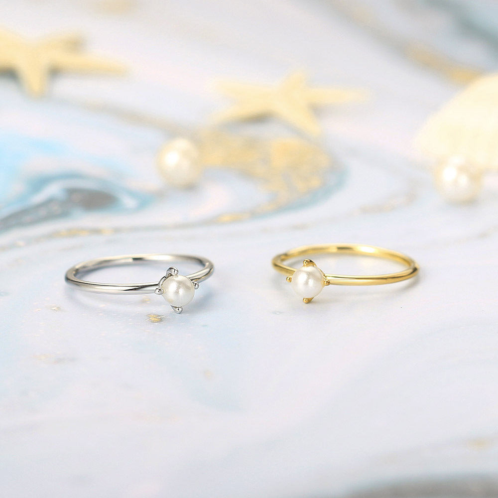 Wholesale Gold Plated Copper Pearl Thin Ring